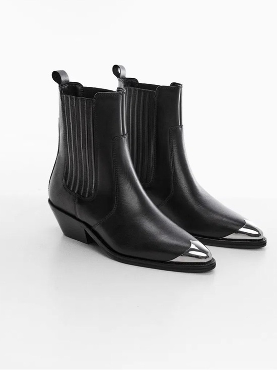 Mango Shoes - Mango MNG Metallic Pointed Toe Leather Ankle Boots NWT